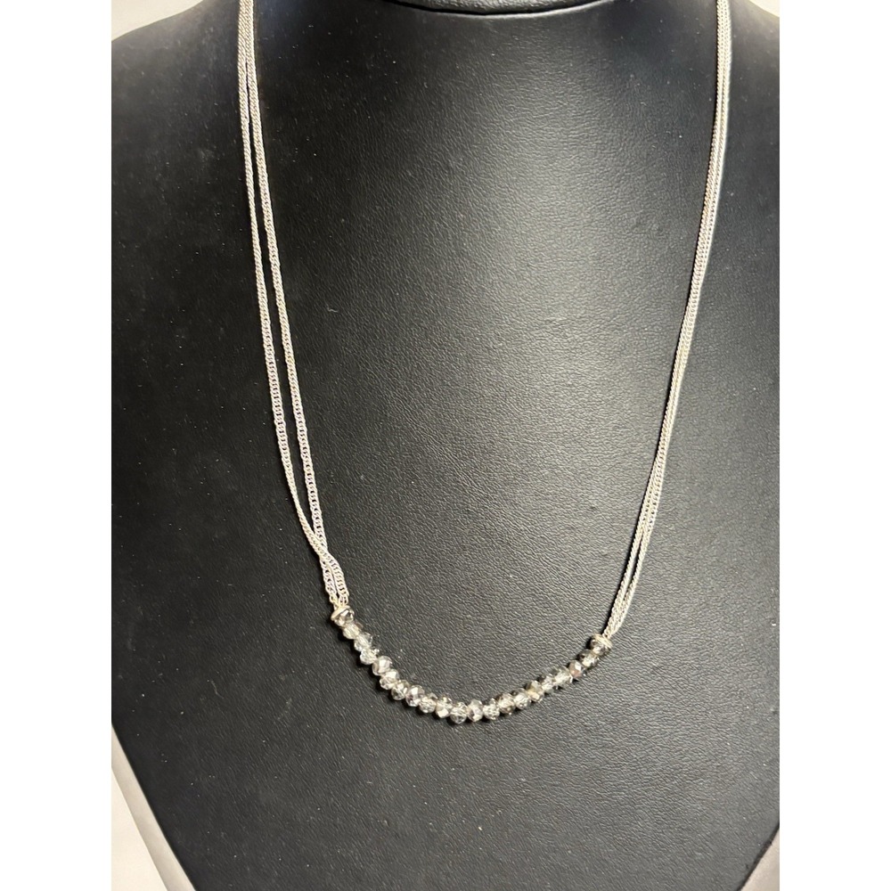 Stella & Dot Crystal Station 2 Strand Silver Tone Adjustable 18"